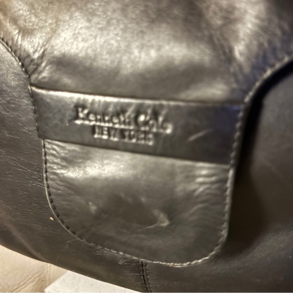 KENNETH COLE BLACK LEATHER SHOULDER BAG MAGNETIC CLOSURE - Picture 5 of 13
